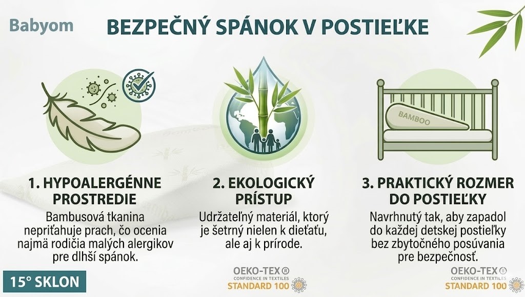 Bambusový antirefluxný vankúš do postieľky